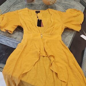 𝅺modLusive Women's Papaya Gauze Mustard Beach Dress